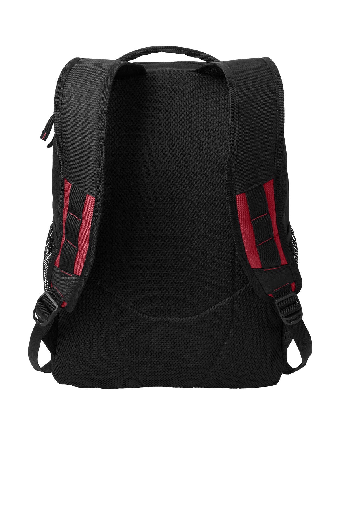 Rear View of RichRed/Bk Port Authority Transport Backpack BG232 plain