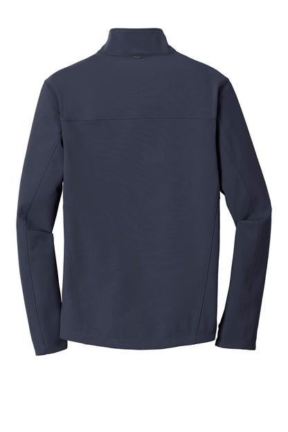 Rear View of River Blue Port Authority Collective Soft Shell Jacket. J901 plain
