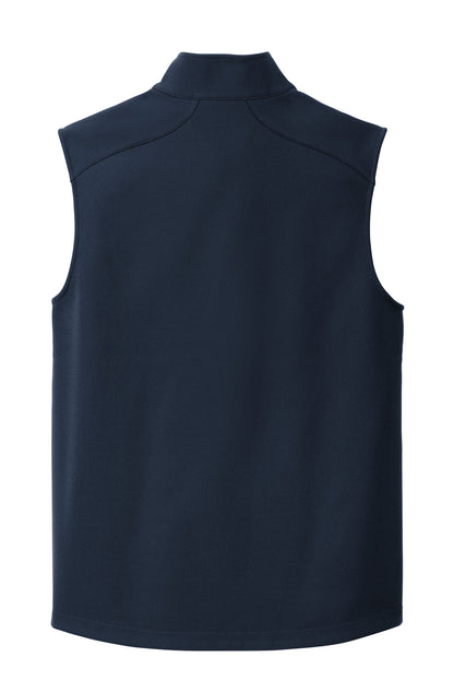 Rear View of RiverBlNv Eddie Bauer Stretch Soft Shell Vest EB546 plain