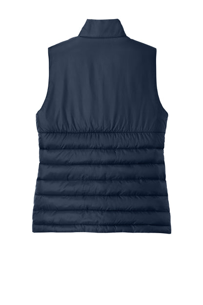 Rear View of RiverBlNv Eddie Bauer Women's Quilted Vest EB513 plain