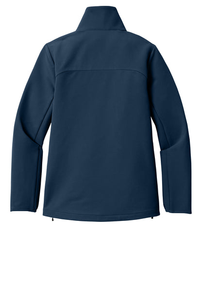Rear View of RiverBlNv OGIO Women's Kinetic Soft Shell LOG740 plain