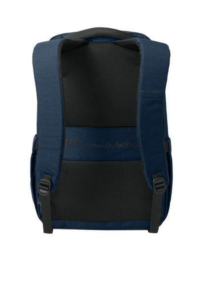 Rear View of RiverBlNv TravisMathew Approach Backpack TMB100