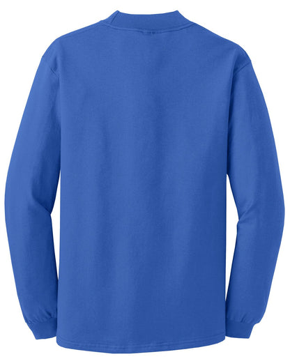 Rear View of Royal Blue Port & Co Essential Mock Turtleneck. PC61M plain
