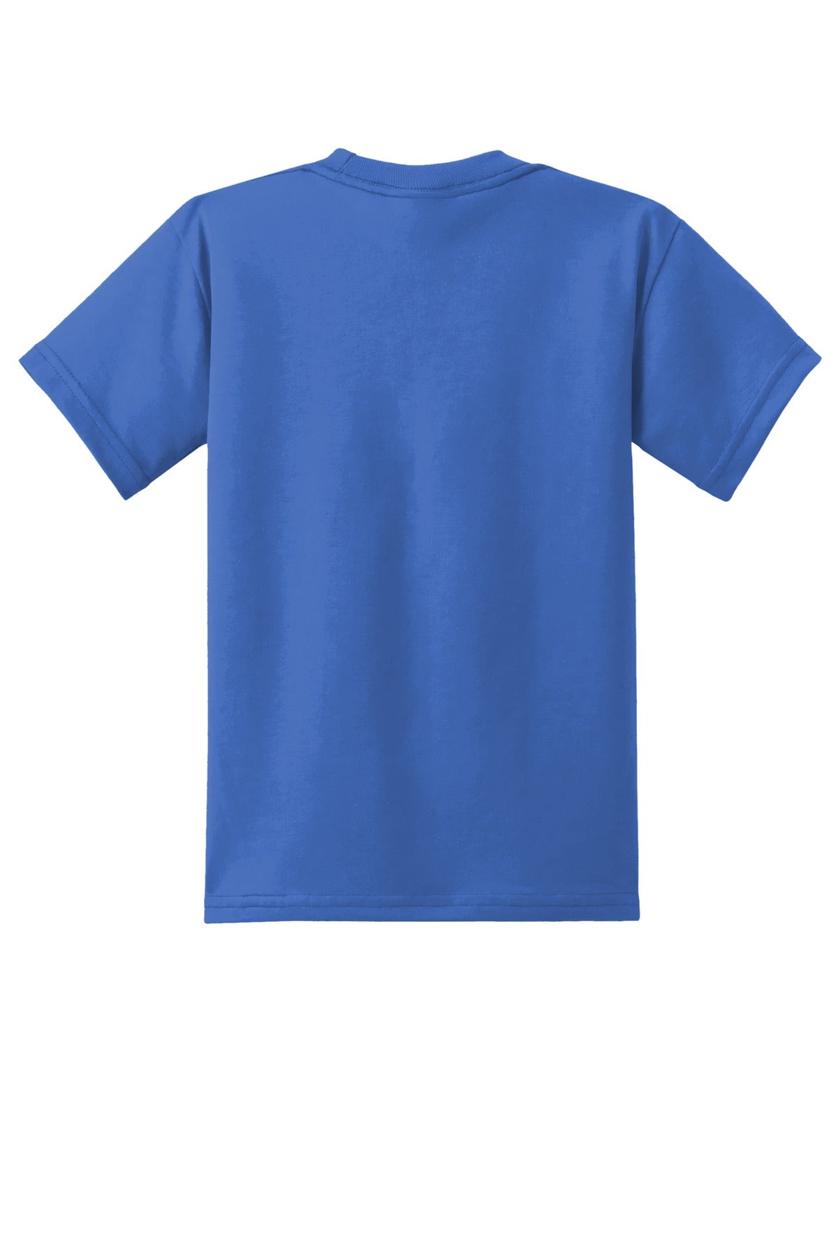 Rear View of Royal Blue Port & Co Youth Core Blend Tee. PC55Y plain