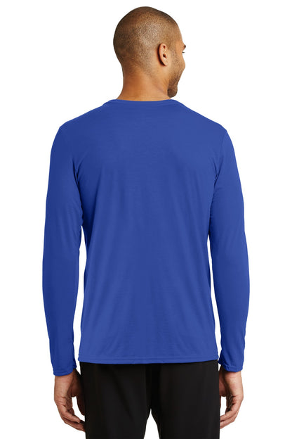 Rear View of Royal Gildan Performance Long Sleeve T-Shirt. 42400 plain