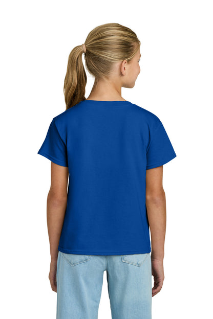 Rear View of Royal Gildan Youth Light Cotton Tee 3000B plain