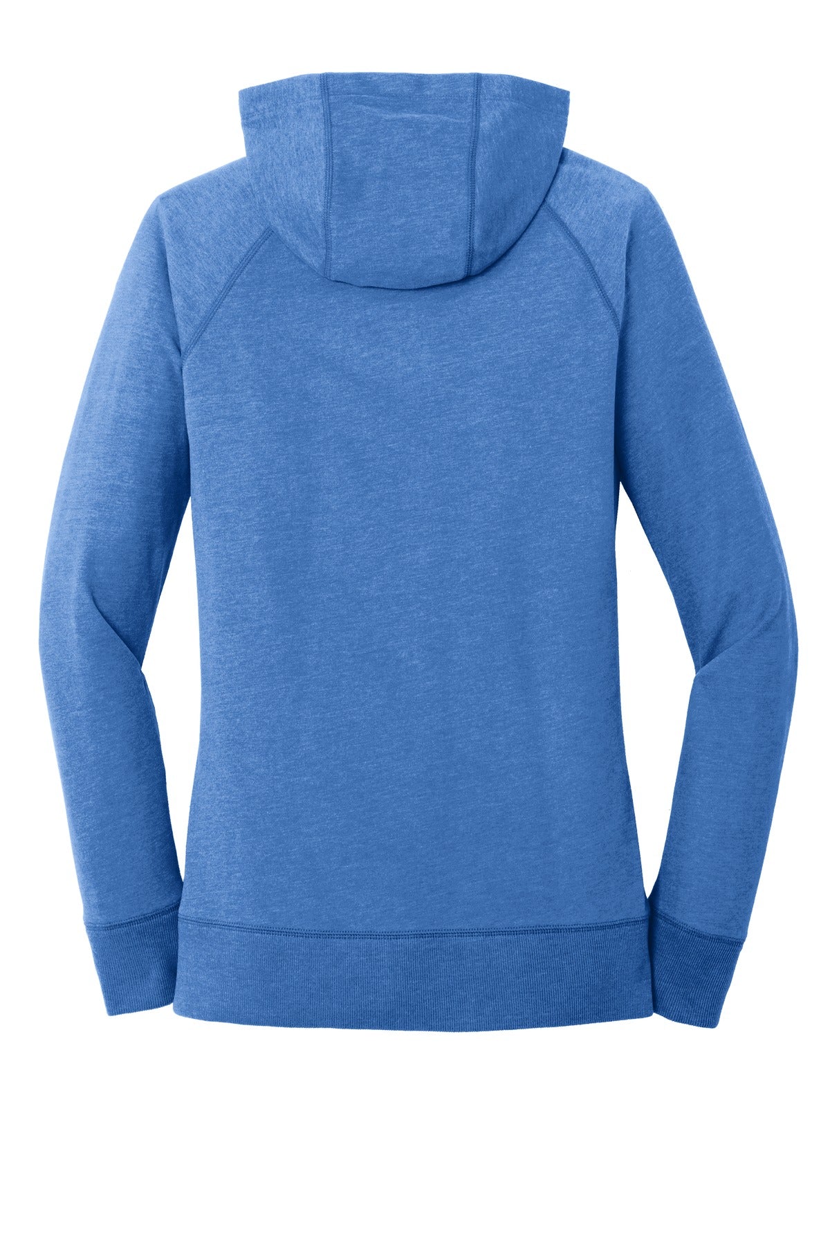 Rear View of Royal Heather New Era Women's Sueded Cotton Blend Full-Zip Hoodie. LNEA122 plain