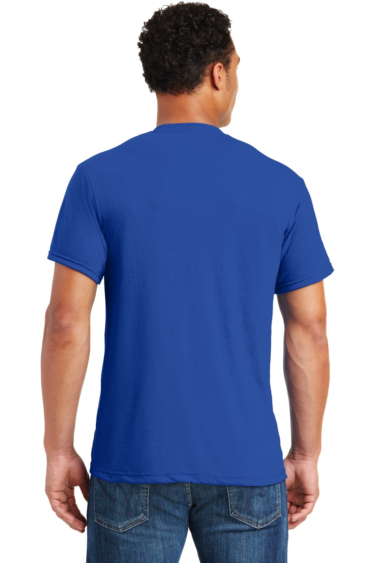 Rear View of Royal Jerzees Dri-Power 100% Polyester T-Shirt. 21M plain