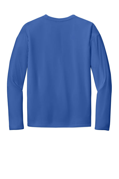 Rear View of Royal Port & Co Long Sleeve Performance Tee. PC380LS plain