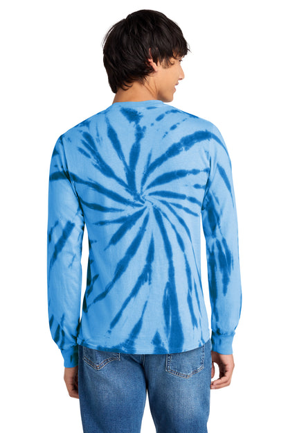 Rear View of Royal Port & Co Tie-Dye Long Sleeve Tee. PC147LS plain
