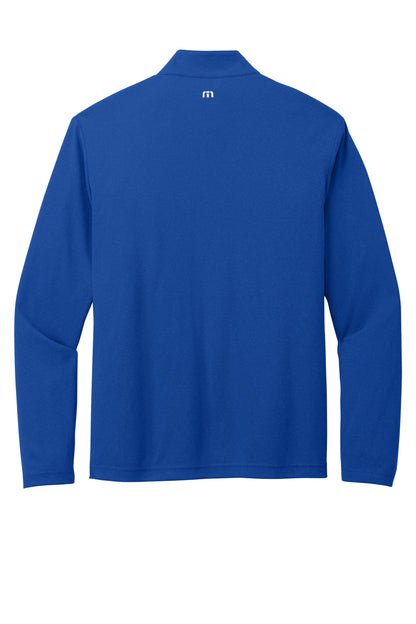 Rear View of RoyalBlue TravisMathew Coto Performance 1/4-Zip TM1MY397 plain