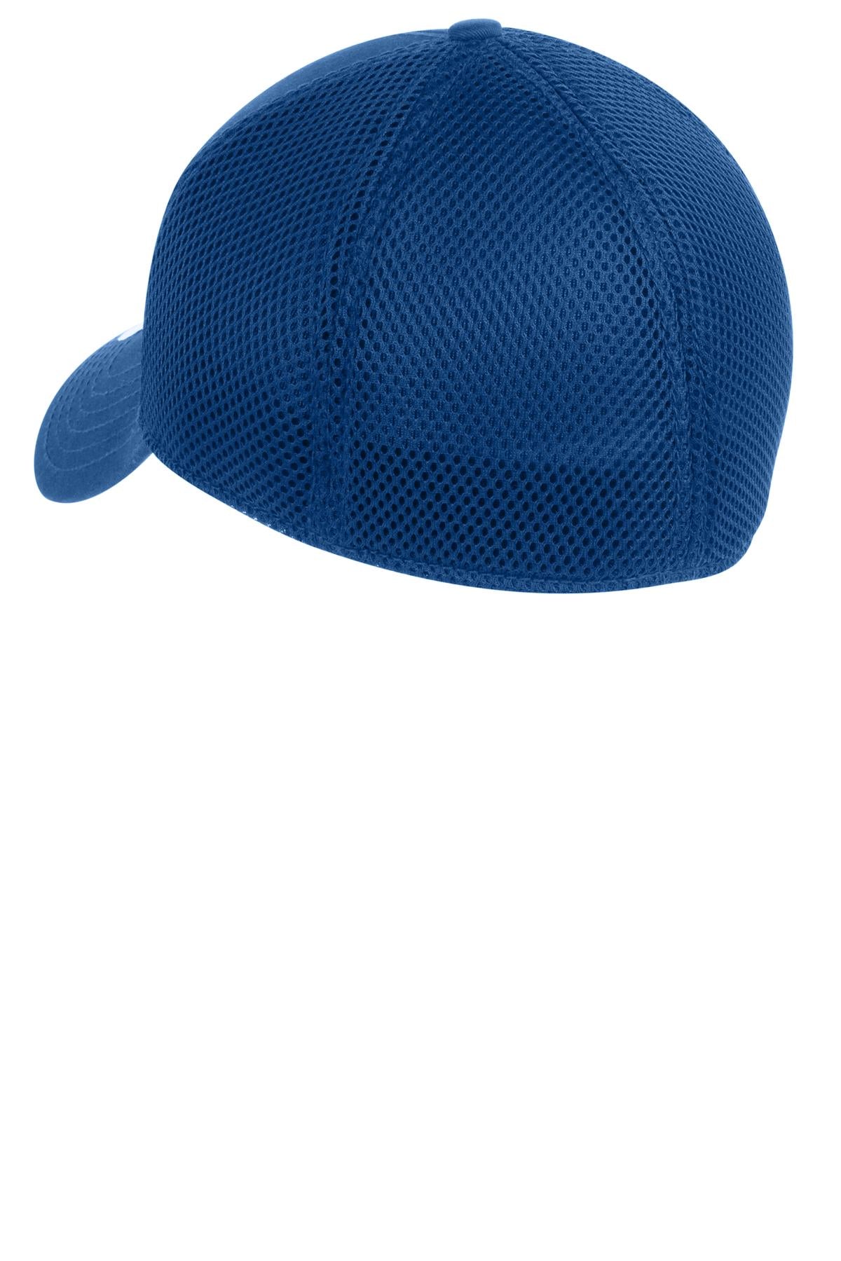 Rear View of Royal/Royal New Era - Stretch Mesh Cap. NE1020 plain