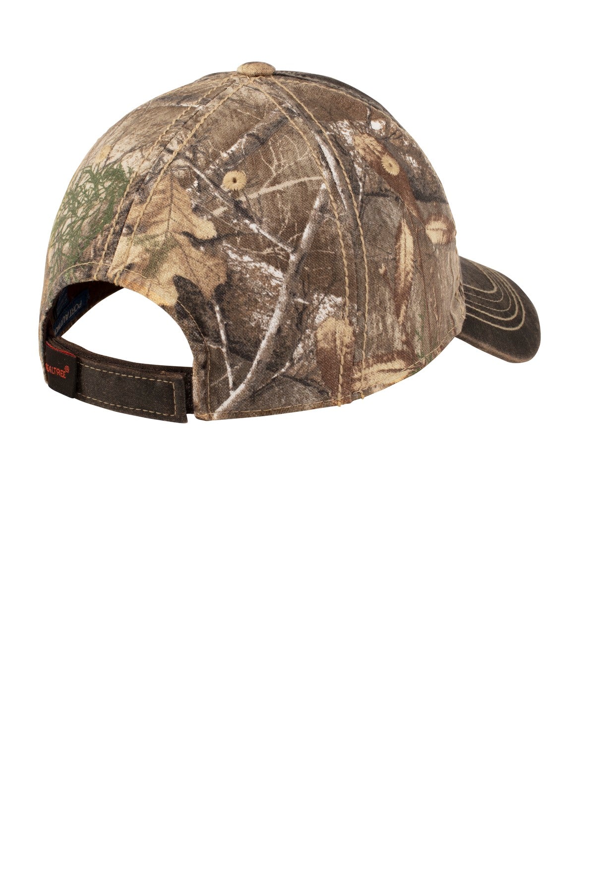 Rear View of RT Edge Port Authority Pigment Print Camouflage Cap. C819 plain