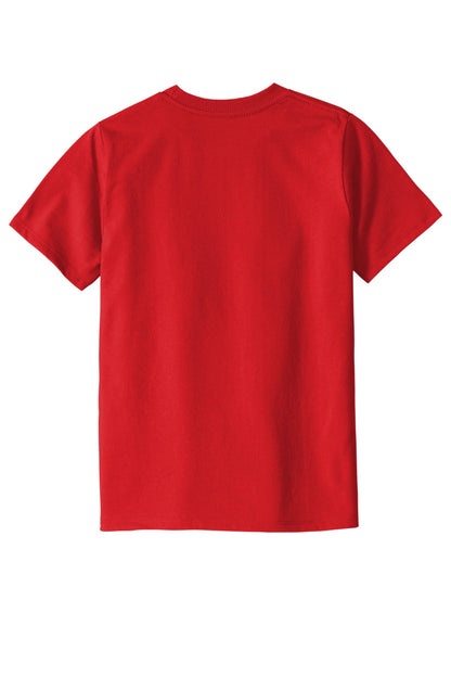 Rear View of RubyRed District Youth Re-Tee DT8000Y plain