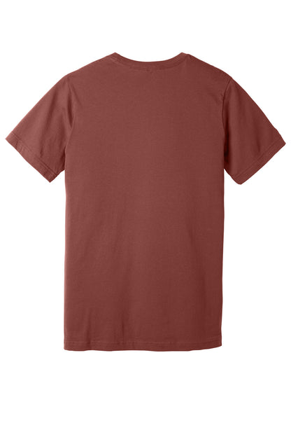Rear View of Rust BELLA+CANVAS Unisex Jersey Short Sleeve Tee. BC3001 plain