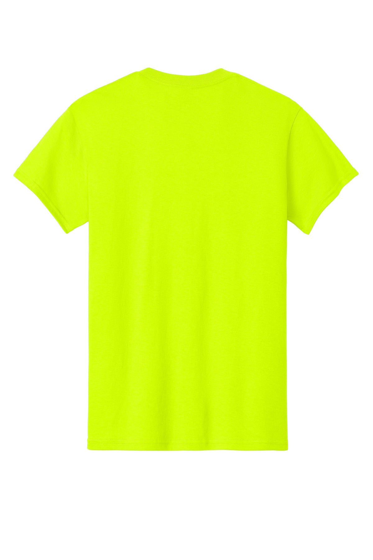 Rear View of Safety Green Gildan - Heavy Cotton 100% Cotton T-Shirt. 5000 plain