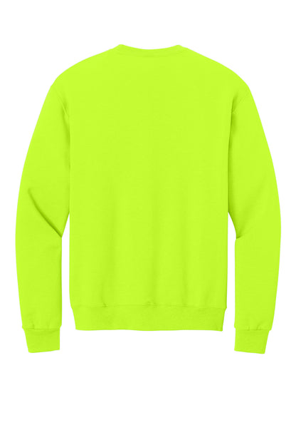 Rear View of Safety Green Jerzees - NuBlend Crewneck Sweatshirt. 562M plain