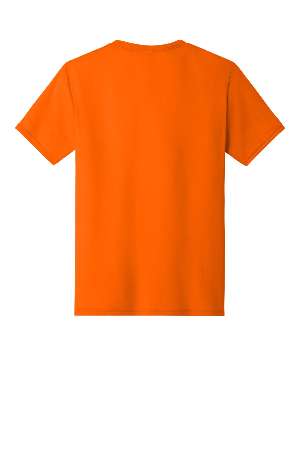 Rear View of Safety Orange Jerzees Dri-Power 100% Polyester T-Shirt. 21M plain