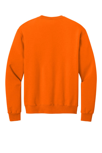 Rear View of Safety Orange Jerzees - NuBlend Crewneck Sweatshirt. 562M plain