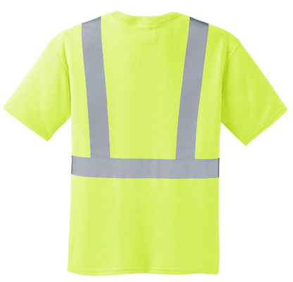 Rear View of Safety Yellow CornerStone - ANSI 107 Class 2 Safety T-Shirt. CS401 plain