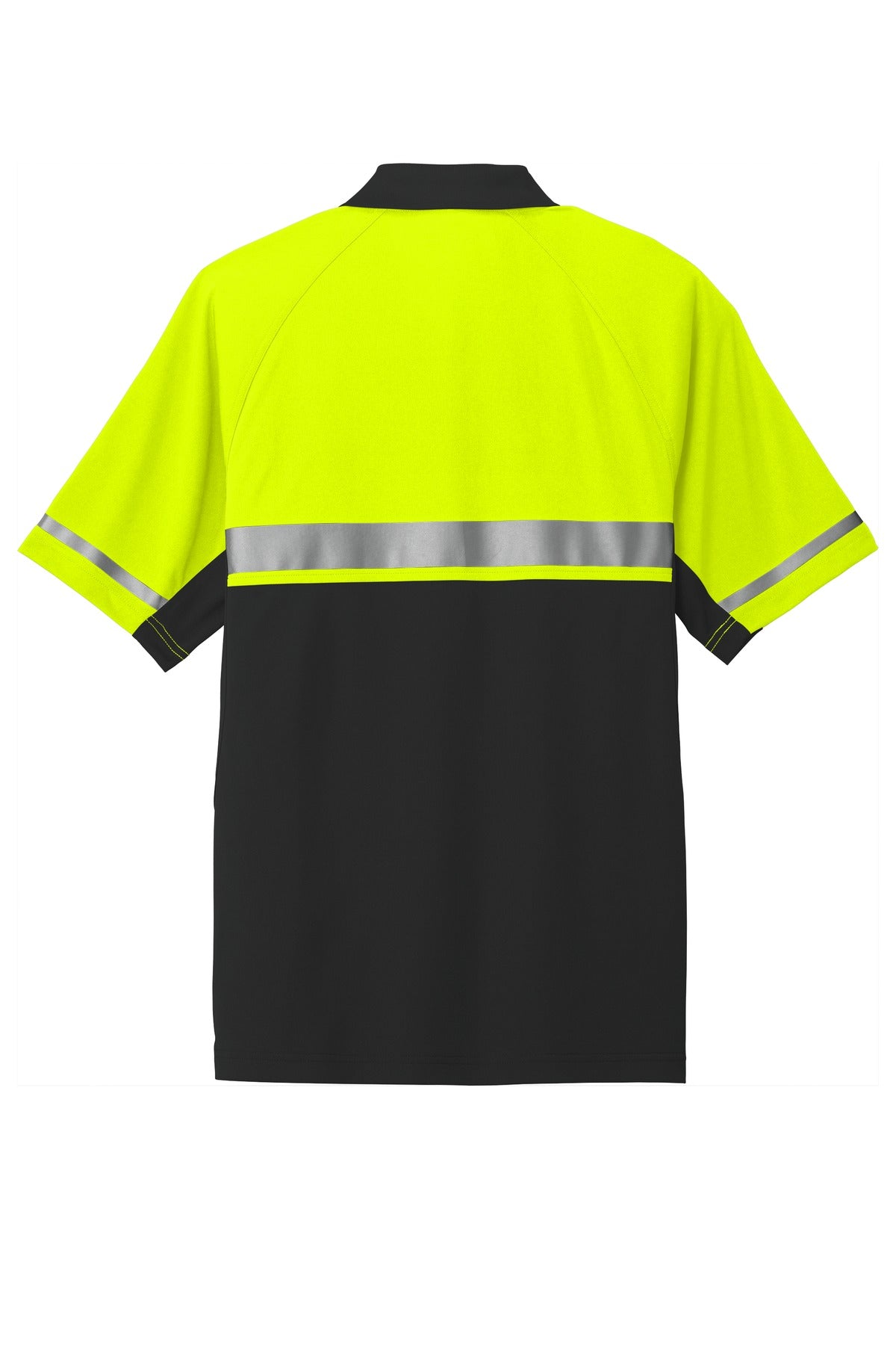 Rear View of Safety Ylw/Blk CornerStone Select Lightweight Snag-Proof Enhanced Visibility Polo CS423 plain