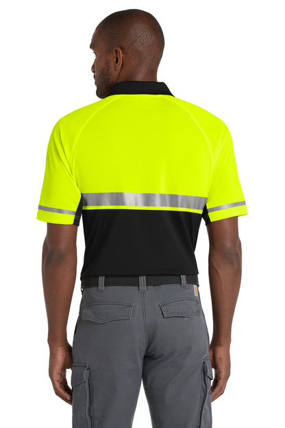 Rear View of Safety Ylw/Blk CornerStone Select Lightweight Snag-Proof Enhanced Visibility Polo CS423 plain