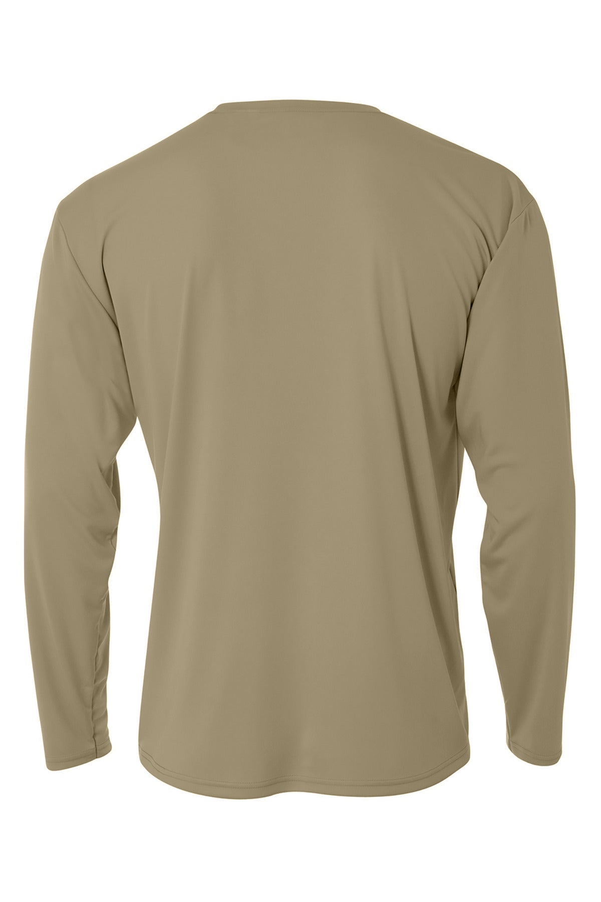 Rear View of Sand A4 Cooling Performance Long Sleeve Tee A4N3165 plain