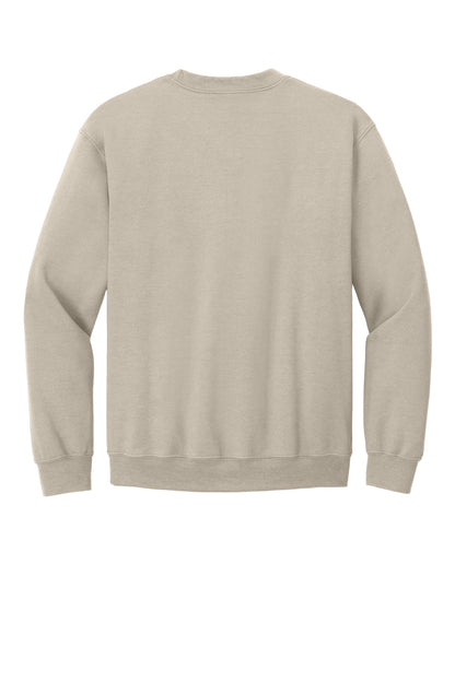 Rear View of Sand Gildan Heavy Blend Crewneck Sweatshirt. 18000 plain