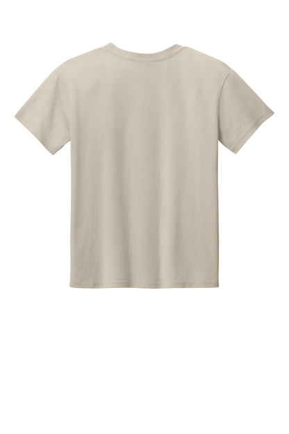 Rear View of Sand Gildan Youth Light Cotton Tee 3000B plain