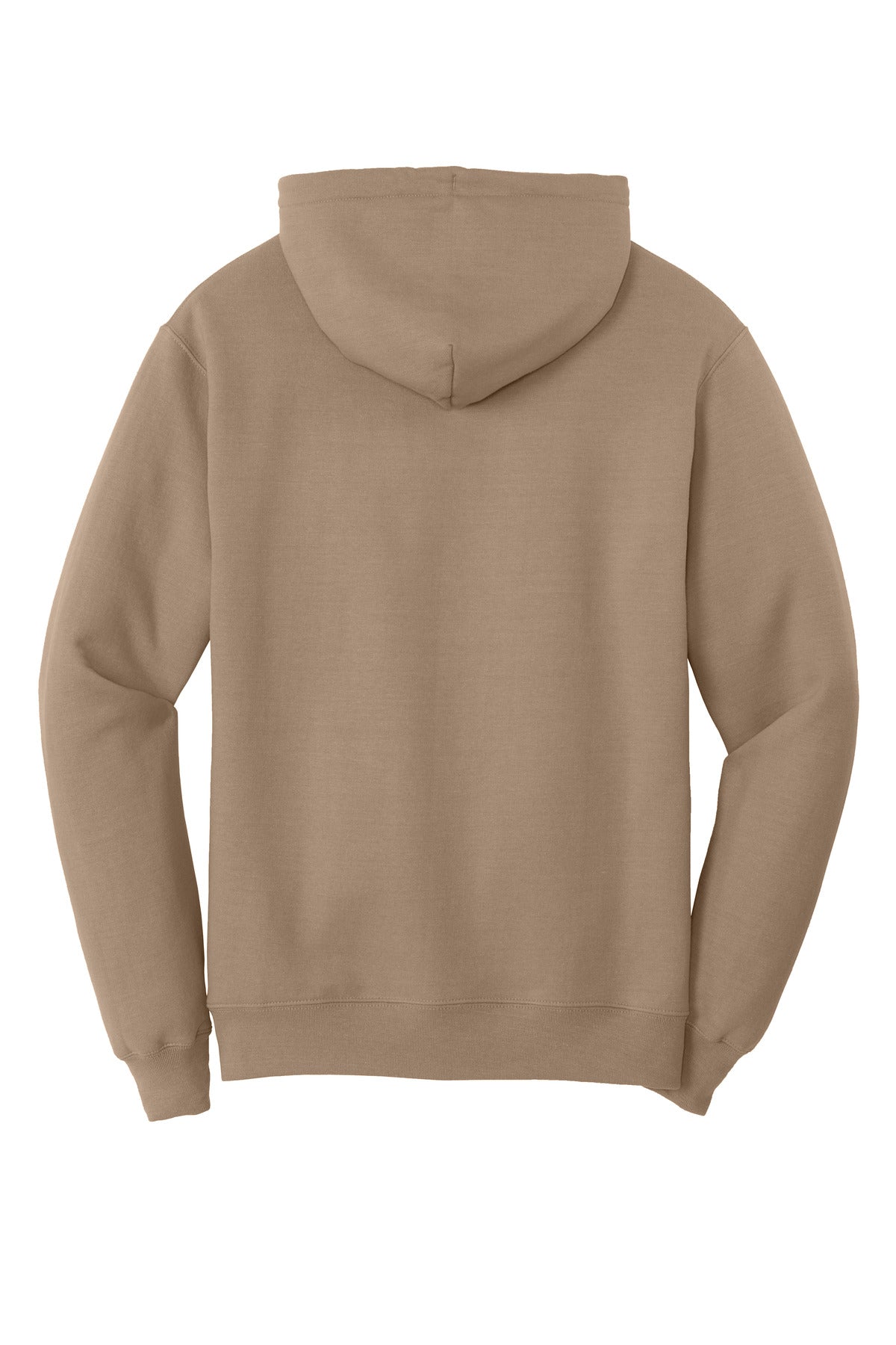 Rear View of Sand Port & Co Core Fleece Pullover Hooded Sweatshirt. PC78H