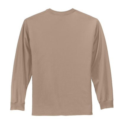 Rear View of Sand Port & Co Long Sleeve Essential Tee. PC61LS plain