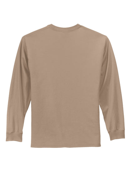 Rear View of Sand Port & Co Long Sleeve Essential Tee. PC61LS plain