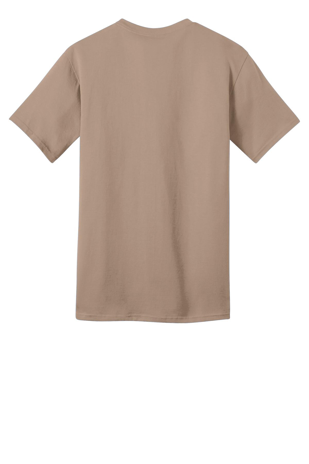 Rear View of Sand Port & Co Ring Spun Cotton Tee. PC150 plain
