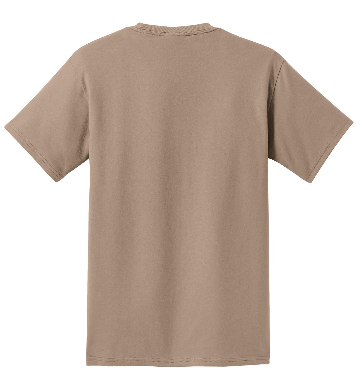 Rear View of Sand Port & Co Tall Essential Pocket Tee. PC61PT plain
