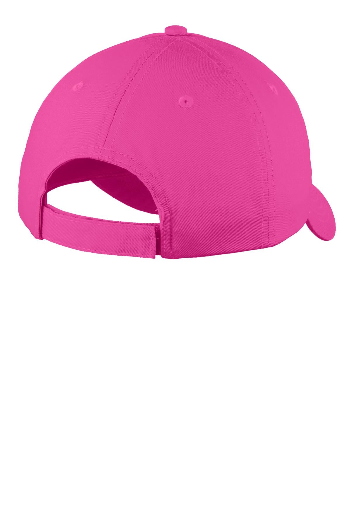 Rear View of Sangria Port Authority Six-Panel Unstructured Twill Cap. C914 plain
