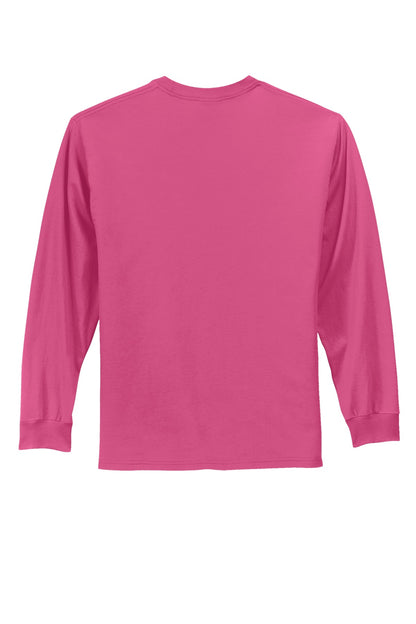Rear View of Sangria Port & Co Long Sleeve Essential Tee. PC61LS plain