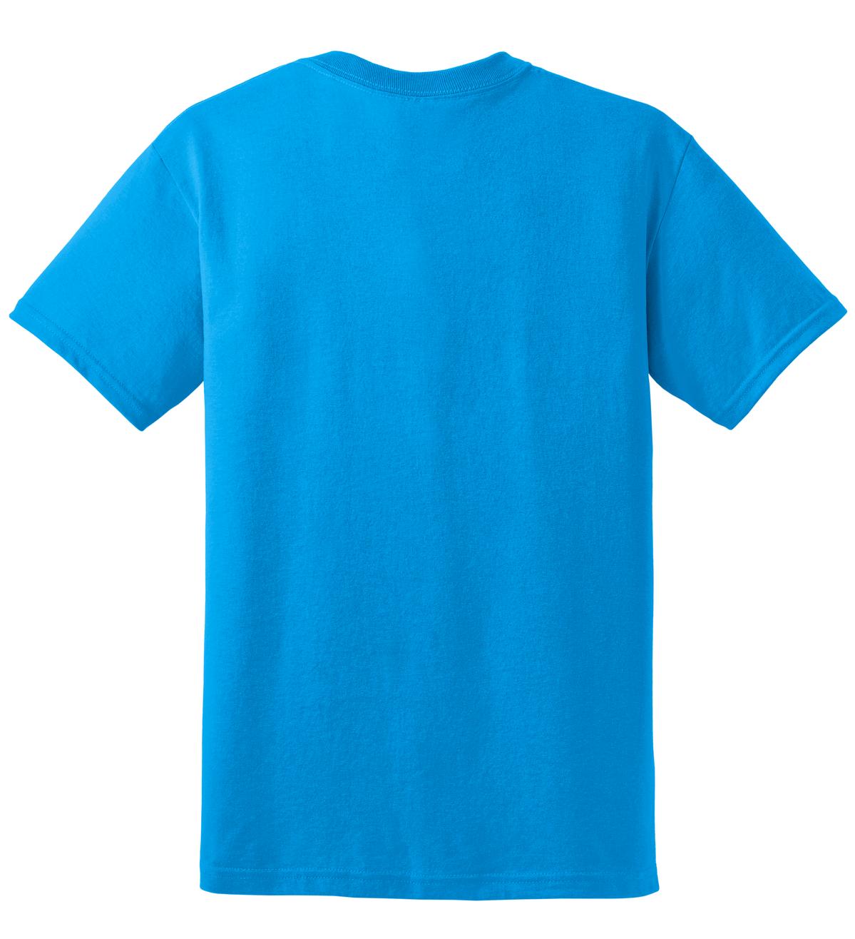 Rear View of Sapphire Gildan DryBlend 50 Cotton/50 Poly T-Shirt. 8000 plain