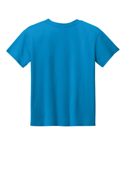 Rear View of Sapphire Gildan Youth Light Cotton Tee 3000B plain