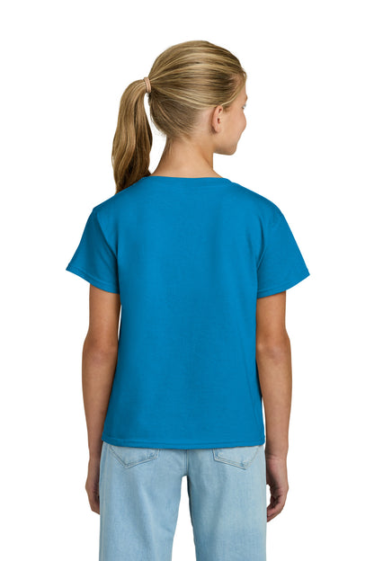 Rear View of Sapphire Gildan Youth Light Cotton Tee 3000B plain