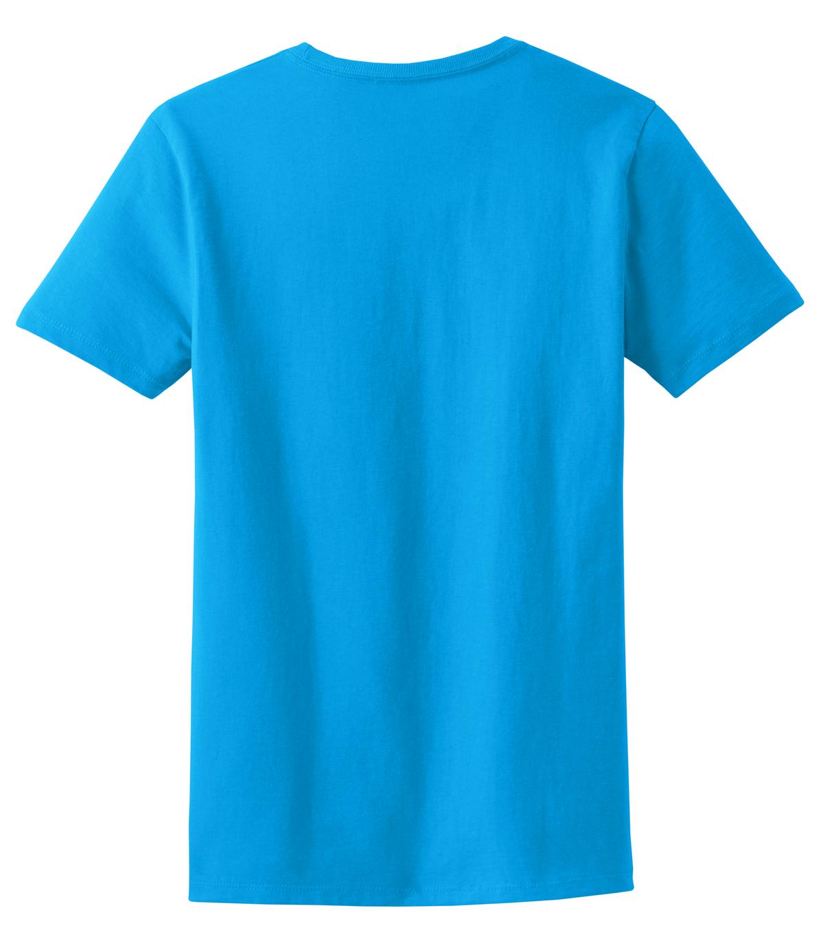 Rear View of Sapphire Port & Co Women's Essential Tee. LPC61 plain