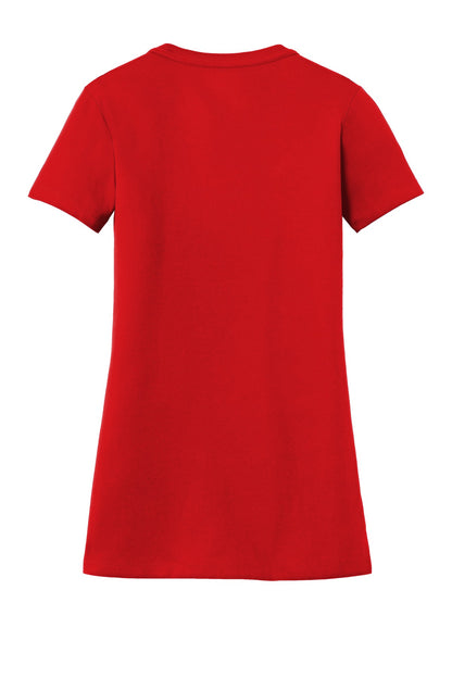 Rear View of Scarlet New Era Women's Heritage Blend V-Neck Tee. LNEA101 plain