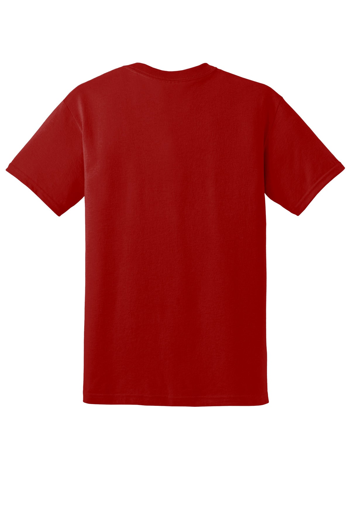 Rear View of ScarRed Gildan DryBlend 50 Cotton/50 Poly T-Shirt. 8000 plain
