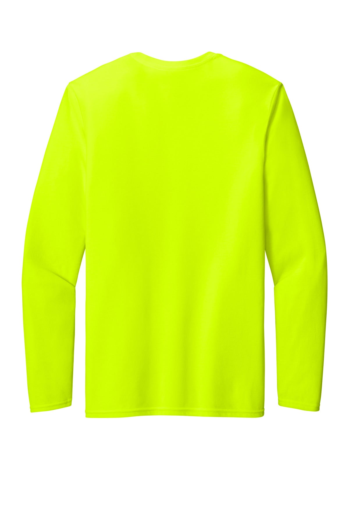 Rear View of SftyGrn Gildan Performance Long Sleeve T-Shirt. 42400 plain