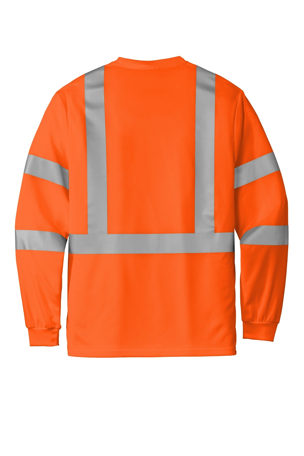 Rear View of SftyOrg CornerStone ANSI 107 Class 3 Mesh Long Sleeve Tee. CS203 plain