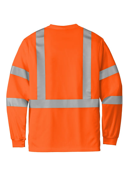 Rear View of SftyOrg CornerStone ANSI 107 Class 3 Mesh Long Sleeve Tee. CS203 plain