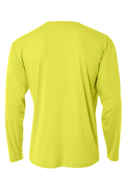 Rear View of SftyYellow A4 Cooling Performance Long Sleeve Tee A4N3165 plain