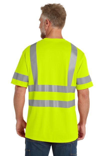 Rear View of SftyYellow CornerStone ANSI 107 Class 3 Mesh Tee. CS202 plain