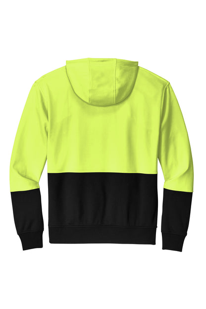 Rear View of SftyYellow CornerStone Enhanced Visibility Fleece Pullover Hoodie CSF01 plain