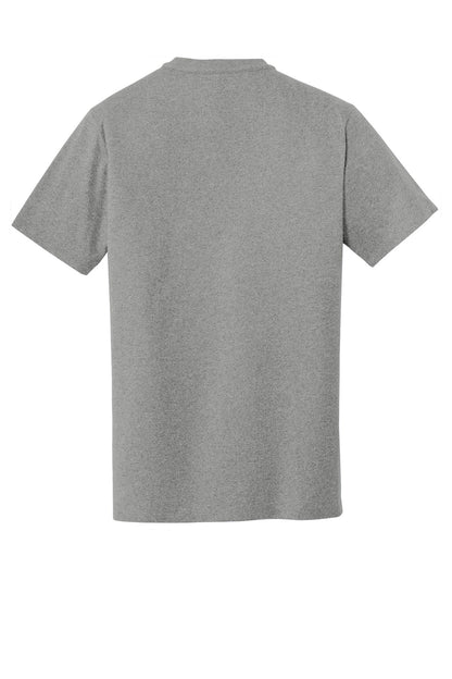 Rear View of Shadow Grey He New Era Heritage Blend Crew Tee. NEA100 plain