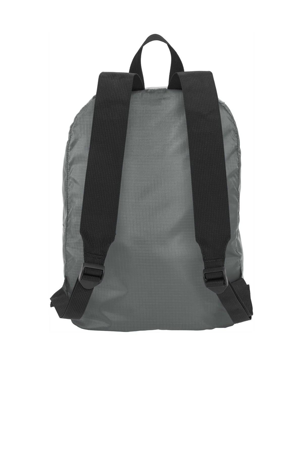 Rear View of Shadow Grey Port Authority Crush Ripstop Backpack BG213 plain